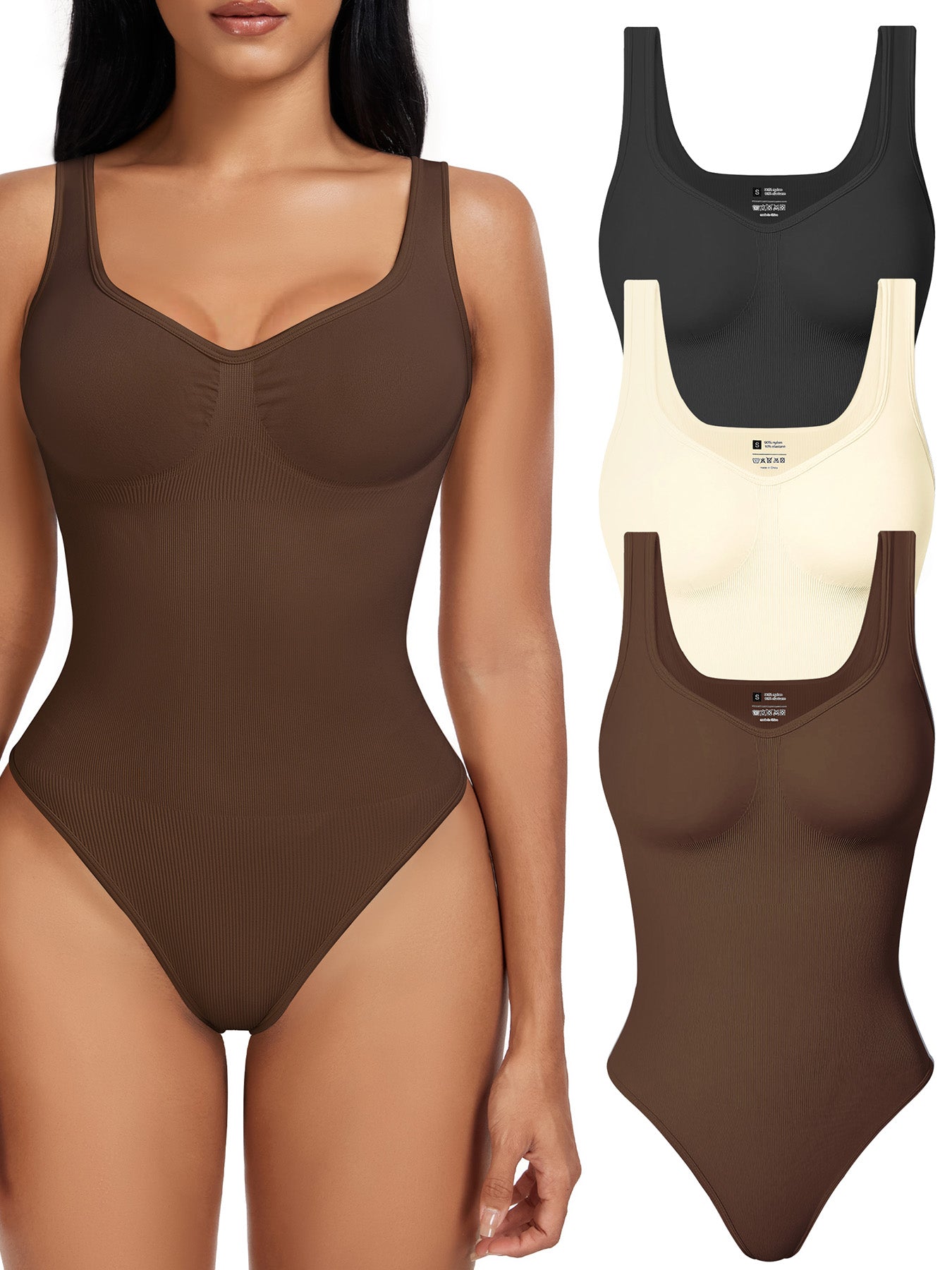V Neck Bodysuit Thong Shapewear