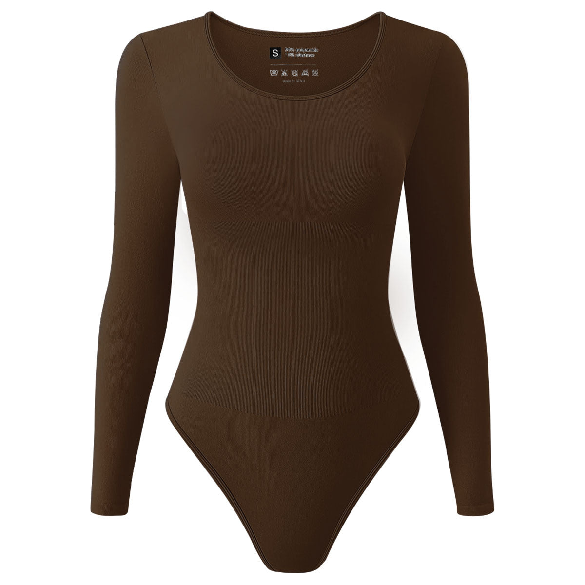 1  Piece Round Neck Long Sleeve Seamless Threaded Yoga Bodysuit