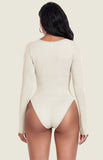 1  Piece Round Neck Long Sleeve Seamless Threaded Yoga Bodysuit