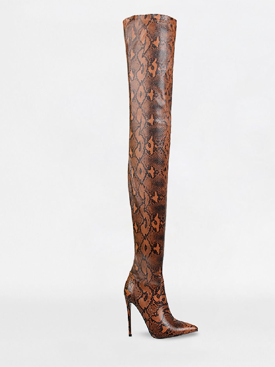 Сапоги-ботфорты Camel Python Lycra Stiletto Thigh High