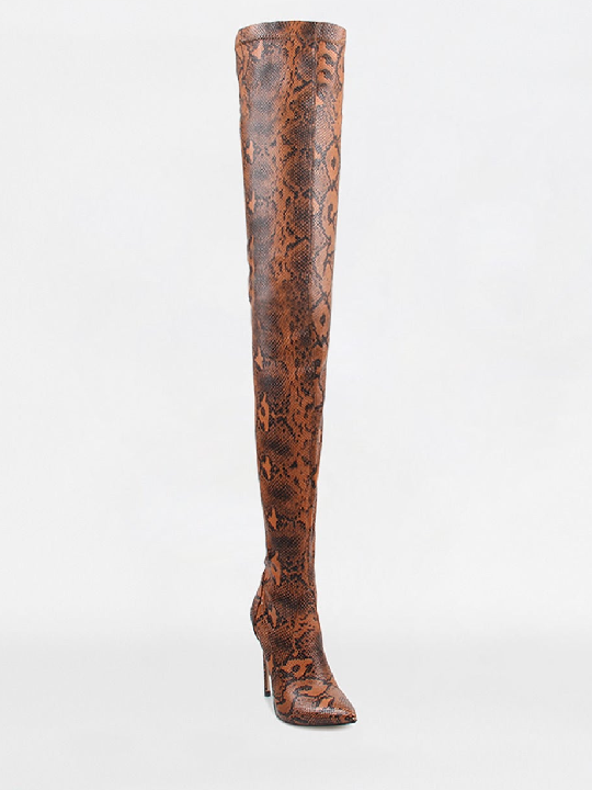 Сапоги-ботфорты Camel Python Lycra Stiletto Thigh High