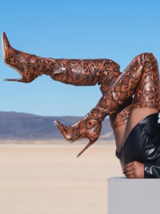 Сапоги-ботфорты Camel Python Lycra Stiletto Thigh High