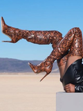 Сапоги-ботфорты Camel Python Lycra Stiletto Thigh High