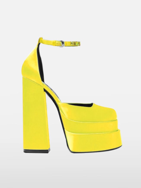 極美品　YELLO PATCH CHUNKY HEEL SANDALS YELLO / SASSY CHUNKY HEEL SANDALS