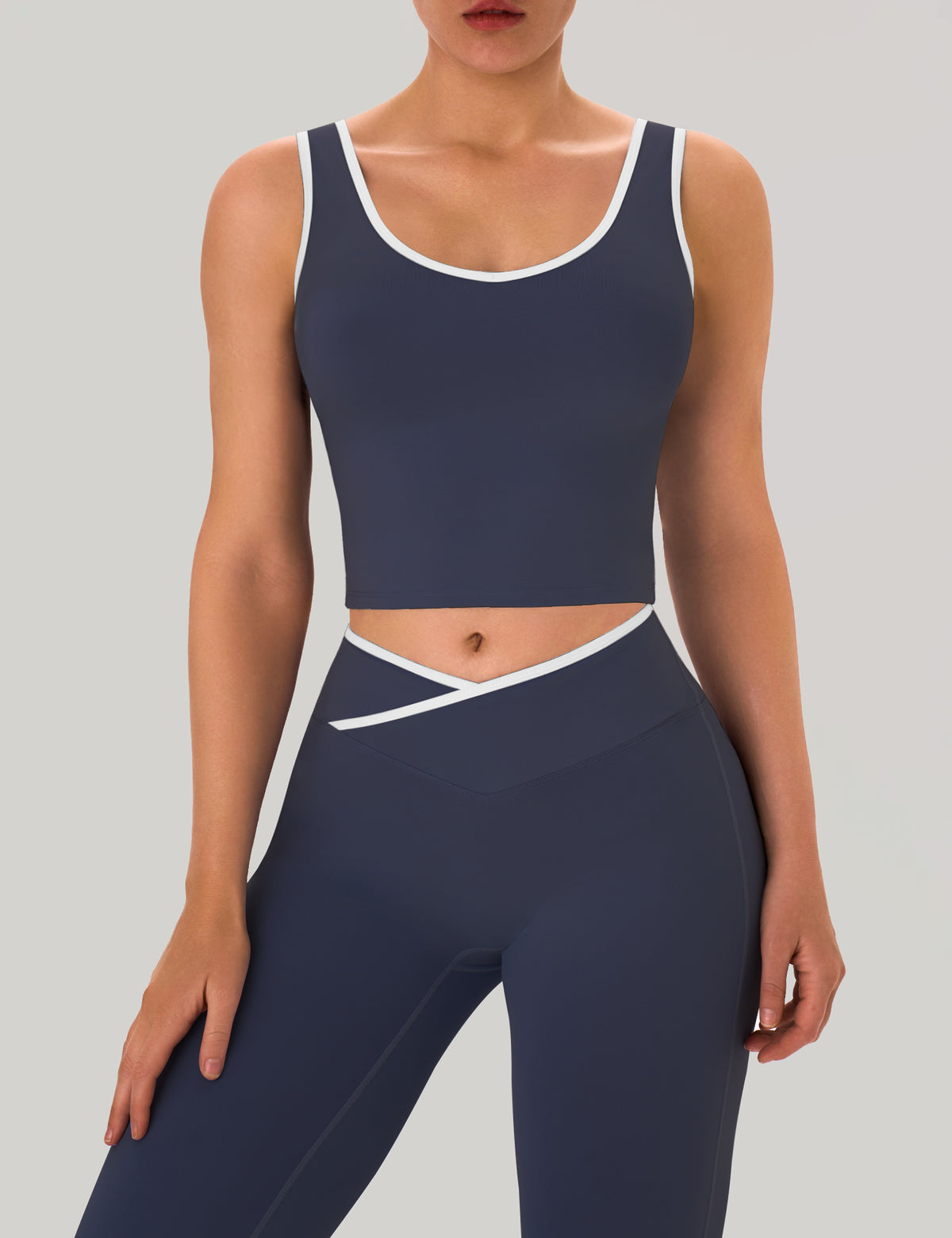 Womens Workout Sets 2 Piece Flare Leggings Contrast Trim Tank Top