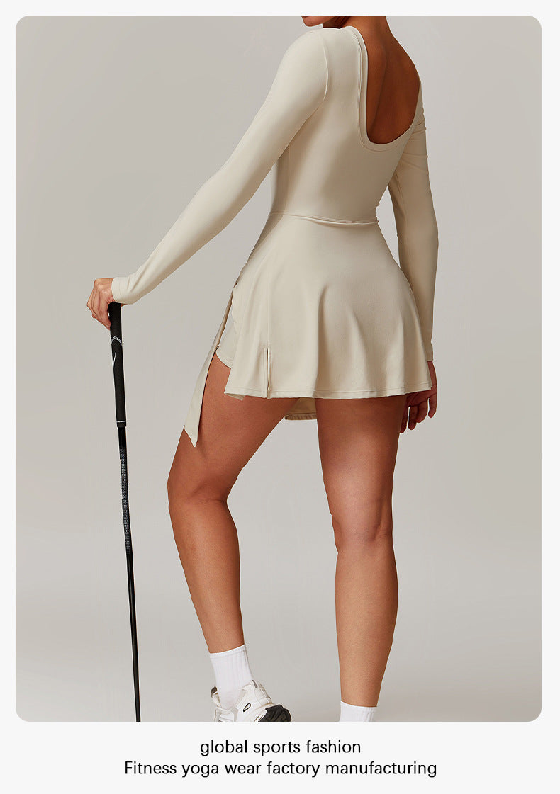 Fake two-piece anti-slip one-piece tennis dress