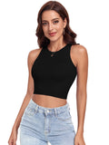 Women's Sleeveless Crew Neck asual Basic Tank Crop Tops