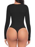 Women's Crew Neck Long Sleeve Bodysuit T Shirts Basic Tops