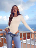 Women's Crew Neck Long Sleeve Bodysuit T Shirts Basic Tops