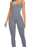 One Piece Jumpsuits Seamless Ribbed Gym Sleeveless Square Neck Rompers