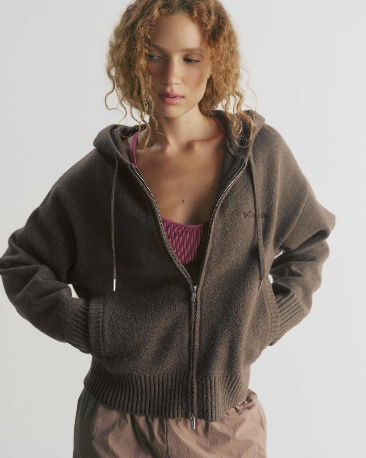 Knit Hooded Bomber Jacket -test