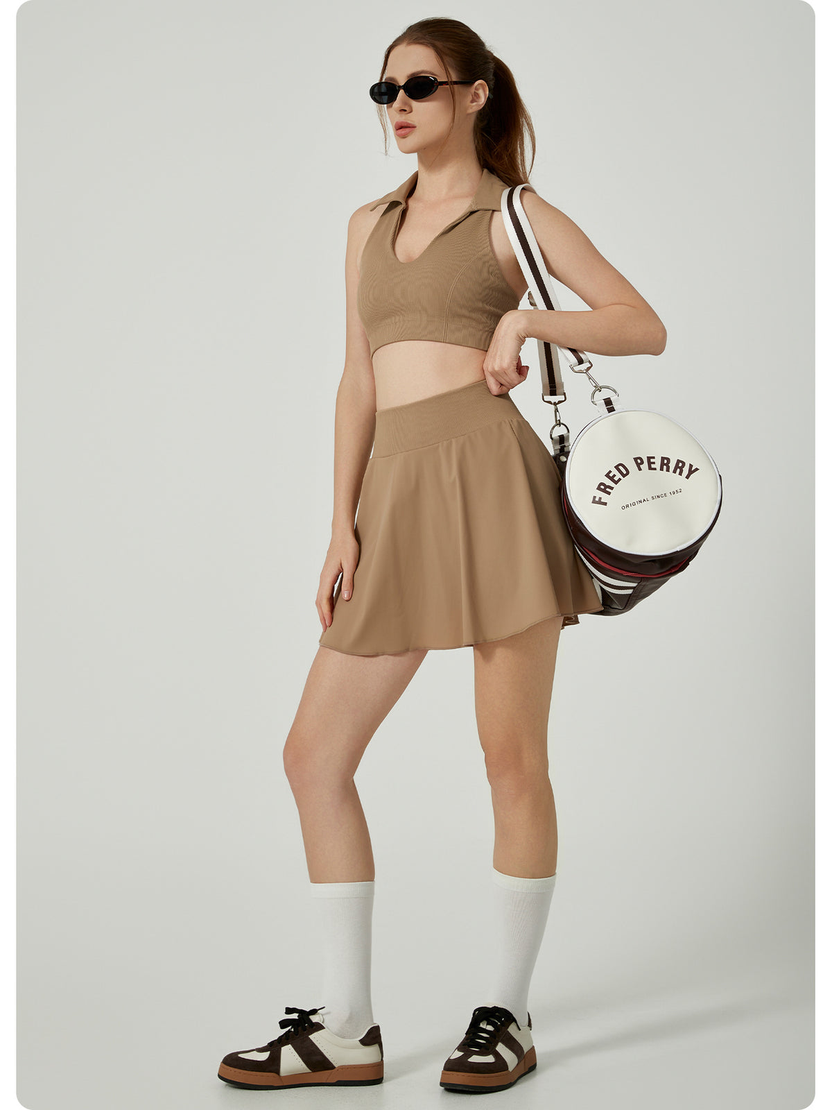 2 Pieces Lapel Top Vest Anti-UV High Waist Yoga Skirt
