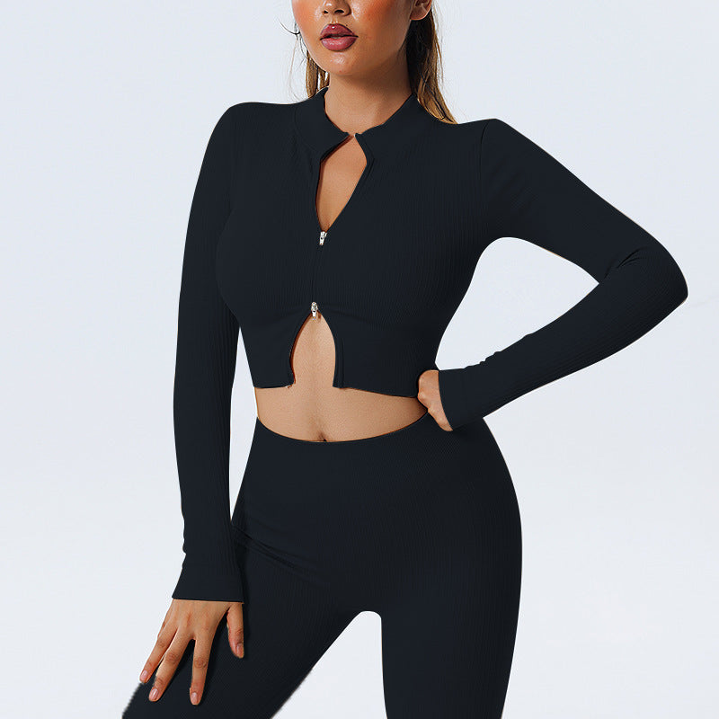 Workout Sets Seamless Running Top Long Sleeve Long Pants Athletic Suit