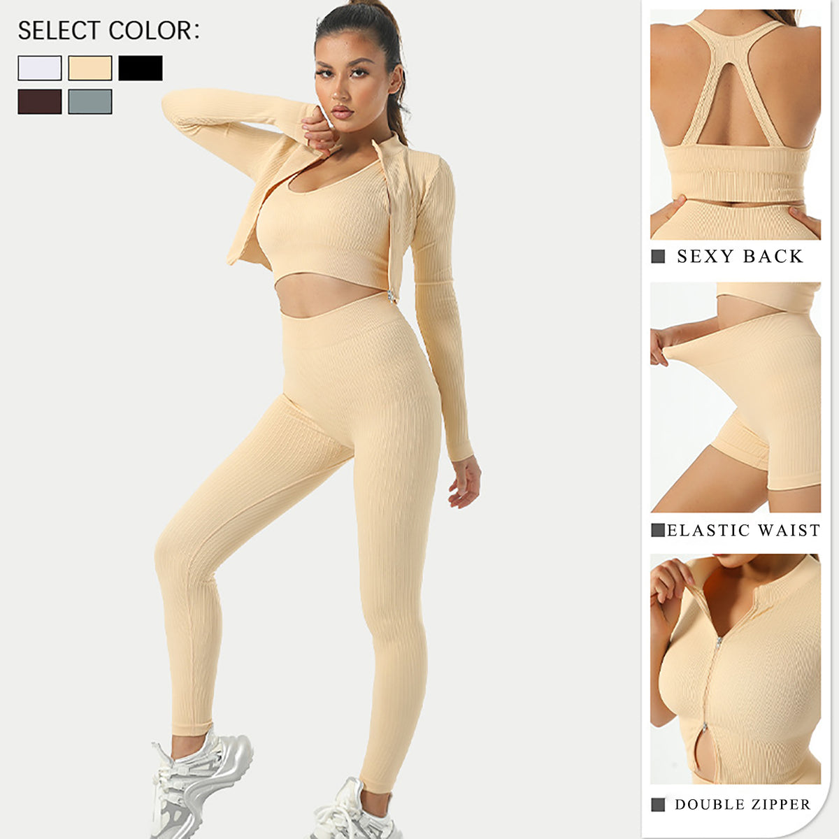 Fitness Clothing Seamless Running Top Long Sleeve Long Pants Athletic Suit