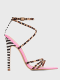 Strappy High Heels Leopard/ Zebra Print Open Toe Sandals