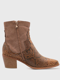 Snakeskin Cowboy Pointed Toe Chunky Heel Zipper Ankle Boots