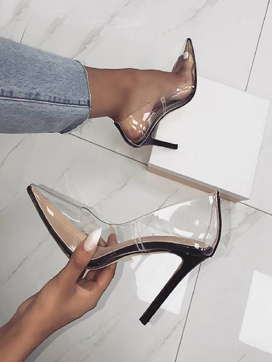 Transparent High Heeled Pointed Toe Heels