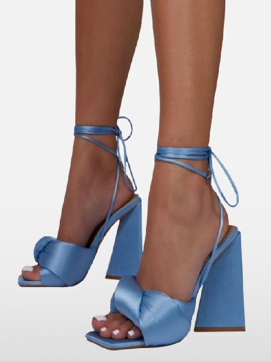 Open Square Toe Sandals Ankle Heel