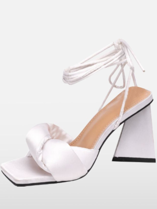Open Square Toe Sandals Ankle Heel