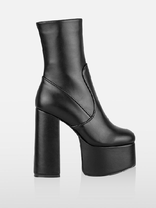 Zipper Chunky High Heel Ankle Boots Sexy Ankle Boots