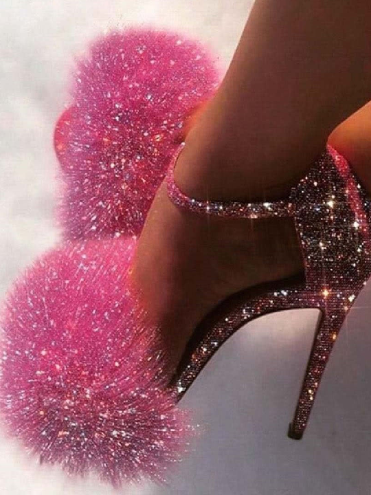 Glitter Open Toe Stiletto Heels Sandals