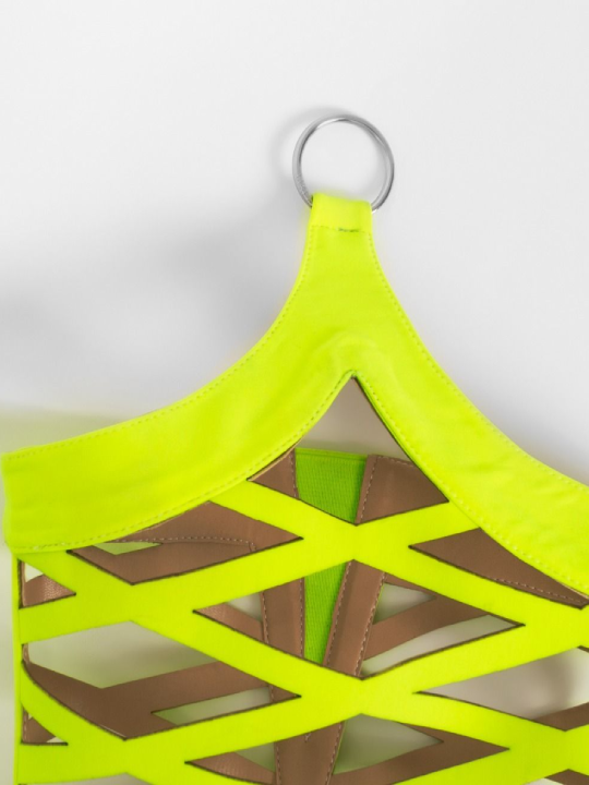 Neon Yellow Thigh High Cut-Out Sandal Boots