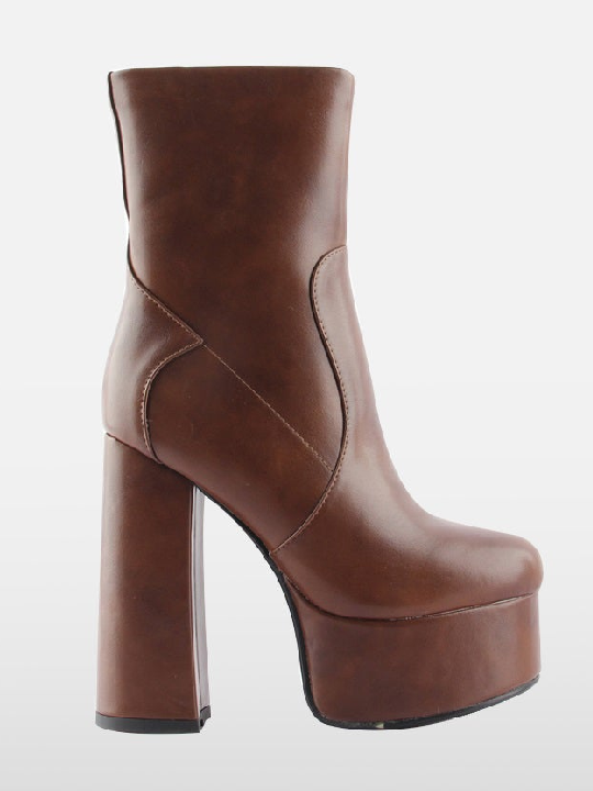 Zipper Chunky High Heel Ankle Boots Sexy Ankle Boots