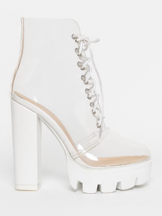 Hailey Lace Up Transparent Ankle Boots