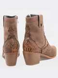 Snakeskin Cowboy Pointed Toe Chunky Heel Zipper Ankle Boots