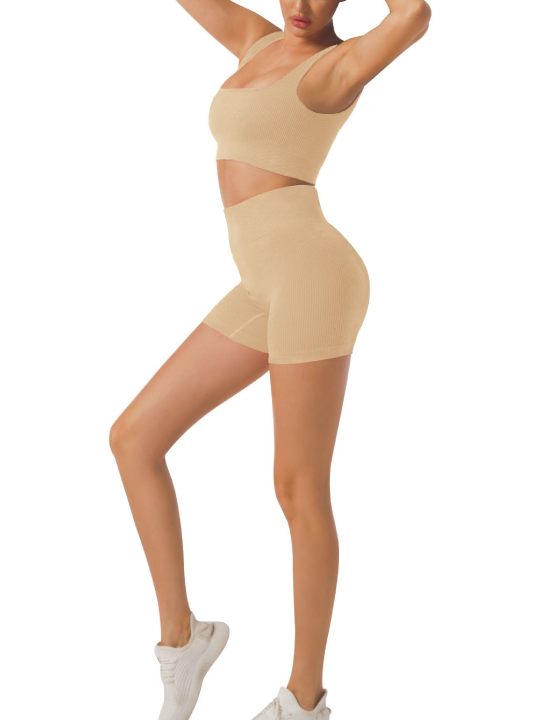 2 piece Ribbed Square-Neck Sleeveless Set