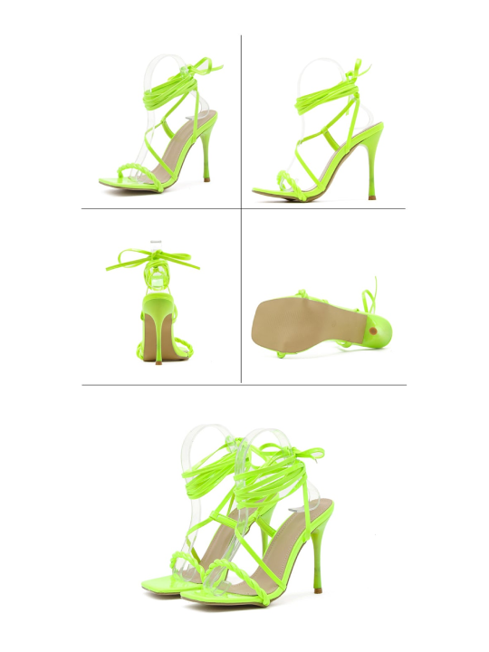 Roman Style Cross Strap Thin Heel Sandals