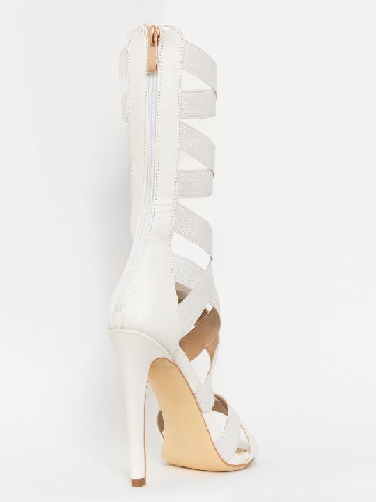 White Stappy Stiletto Sandals