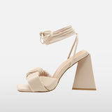 Square Toe Sandals Ankle Heel